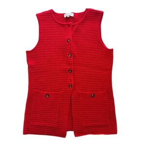 Runway Scout Ladies Red Sweater Vest Size Large Fall Button Front Sleeveless